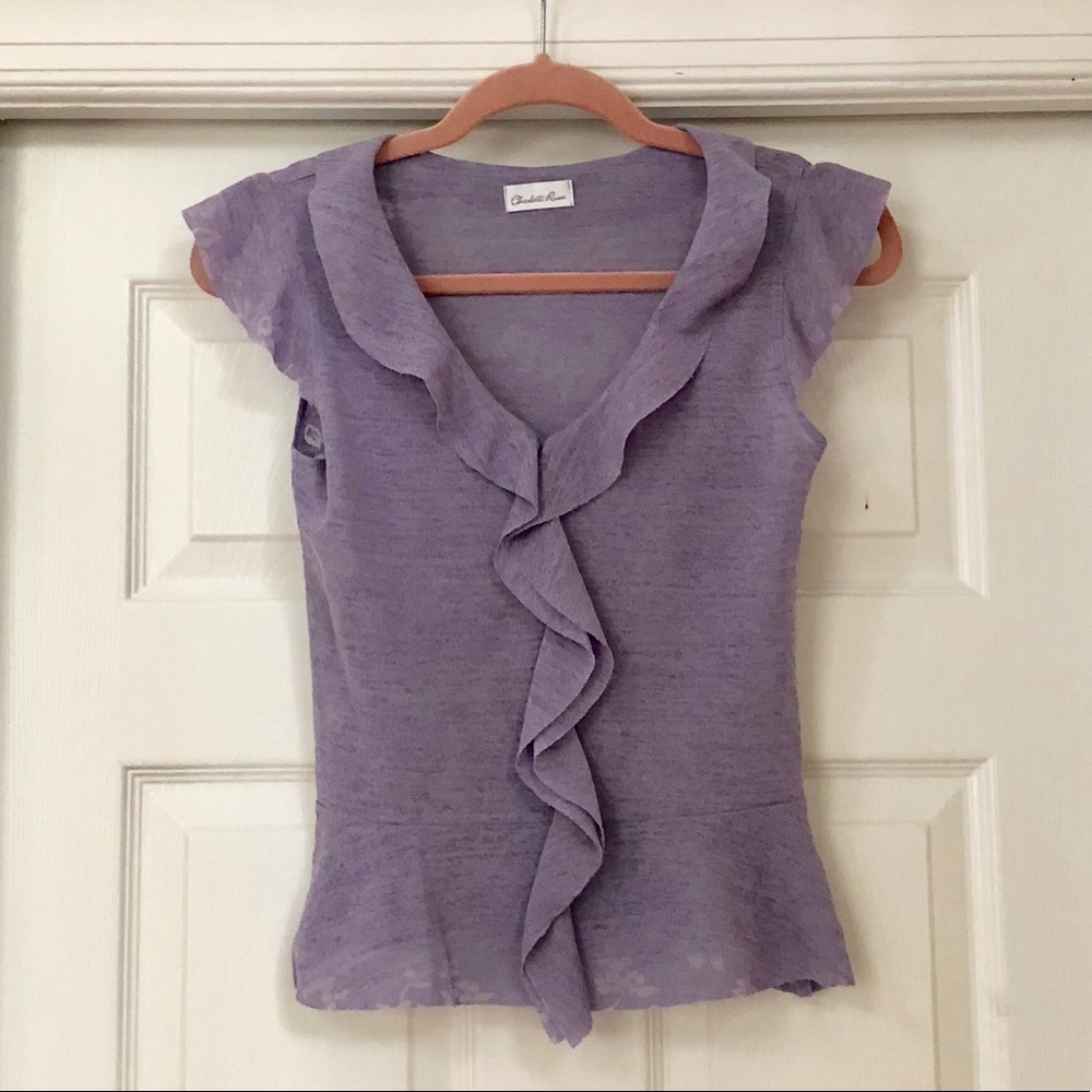 Charlotte Russe Semi Sheer Ruffle Floral Blouse